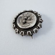 Antique Victorian Sterling Silver Round Domed Sweetheart Brooch - 4