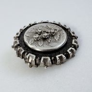 Antique Victorian Sterling Silver Round Domed Sweetheart Brooch - 6