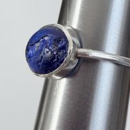 Antique Intaglio Blue Glass Oval Silver Ring - 11