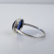 Antique Intaglio Blue Glass Oval Silver Ring - 4
