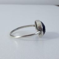 Antique Intaglio Blue Glass Oval Silver Ring - 6