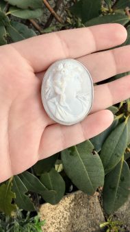 Antique Victorian Silver Shell Cameo Brooch Oval - 11