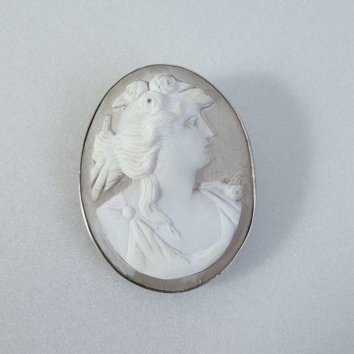 Antique Victorian Silver Shell Cameo Brooch Oval - 2