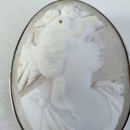 Antique Victorian Silver Shell Cameo Brooch Oval - 3