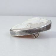 Antique Victorian Silver Shell Cameo Brooch Oval - 5