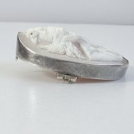 Antique Victorian Silver Shell Cameo Brooch Oval - 7