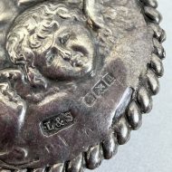 Antique Victorian Cherub Sterling Silver Angel Brooch Round Hallmarked - 4