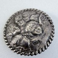 Antique Victorian Cherub Sterling Silver Angel Brooch Round Hallmarked - 5