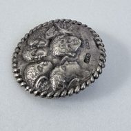 Antique Victorian Cherub Sterling Silver Angel Brooch Round Hallmarked - 6