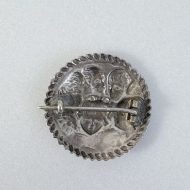 Antique Victorian Cherub Sterling Silver Angel Brooch Round Hallmarked - 7