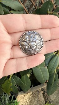 Antique Victorian Cherub Sterling Silver Angel Brooch Round Hallmarked - 9