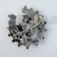 Antique Victorian Sterling Silver Horseshoe Sweetheart Ivy Bow Brooch Chester Hallmark - 3