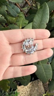 Antique Victorian Sterling Silver Horseshoe Sweetheart Ivy Bow Brooch Chester Hallmark - 4
