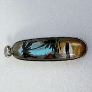 Sterling Silver Morpho Butterfly Wing Island Scene Charm Pendant Thomas Mott Antique - 3