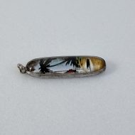 Sterling Silver Morpho Butterfly Wing Island Scene Charm Pendant Thomas Mott Antique - 4