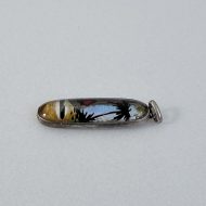 Sterling Silver Morpho Butterfly Wing Island Scene Charm Pendant Thomas Mott Antique - 5