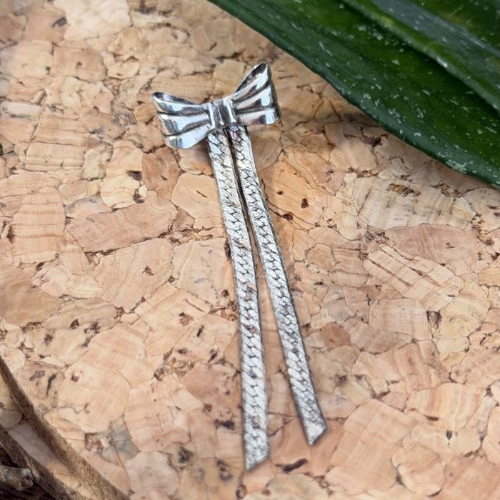Vintage Italy Bow Brooch Cute Dangly Long 925