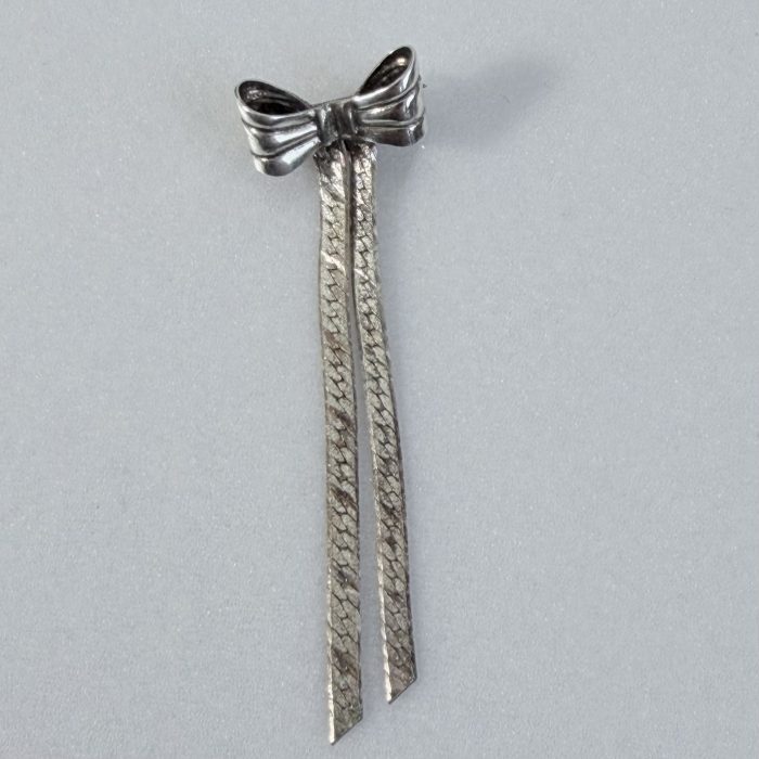 Vintage Italy Bow Brooch Cute Dangly Long 925 - 2