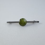 Vintage Sterling Silver Connemara Bar Brooch Green Stone - 2