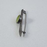 Vintage Sterling Silver Connemara Bar Brooch Green Stone - 4