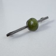 Vintage Sterling Silver Connemara Bar Brooch Green Stone - 6