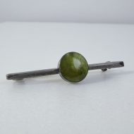 Vintage Sterling Silver Connemara Bar Brooch Green Stone - 7