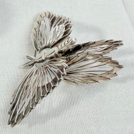 Vintage Taxco Mexico Sterling Silver Butterfly Brooch Large Heavy Modernist Pin - 10