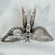 Vintage Taxco Mexico Sterling Silver Butterfly Brooch Large Heavy Modernist Pin - 12