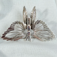 Vintage Taxco Mexico Sterling Silver Butterfly Brooch Large Heavy Modernist Pin - 13