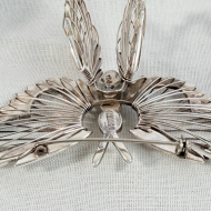 Vintage Taxco Mexico Sterling Silver Butterfly Brooch Large Heavy Modernist Pin - 3