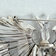 Vintage Taxco Mexico Sterling Silver Butterfly Brooch Large Heavy Modernist Pin - 4
