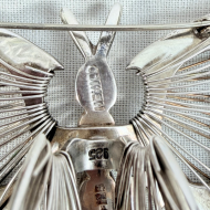 Vintage Taxco Mexico Sterling Silver Butterfly Brooch Large Heavy Modernist Pin - 5
