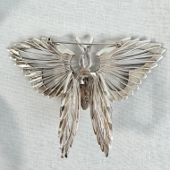 Vintage Taxco Mexico Sterling Silver Butterfly Brooch Large Heavy Modernist Pin - 7