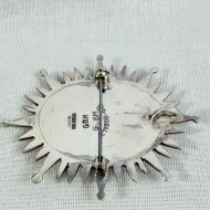 Vintage Mexico Abalone Shell Inlaid Sterling Silver Oval Sunburst Brooch Pendant - 5