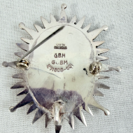Vintage Mexico Abalone Shell Inlaid Sterling Silver Oval Sunburst Brooch Pendant - 6