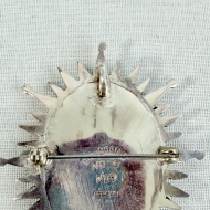 Vintage Mexico Abalone Shell Inlaid Sterling Silver Oval Sunburst Brooch Pendant - 8