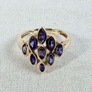 Vintage 9ct Yellow Gold Marquise Tanzanite Ring Hallmarked - 5