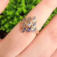 Vintage 9ct Yellow Gold Marquise Tanzanite Ring Hallmarked - 4