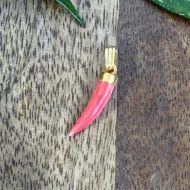 Vintage Coral Italian Horn Charm Cornicello Pendant