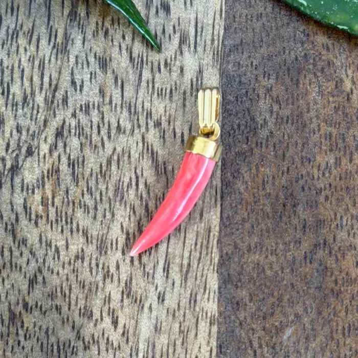 Vintage Coral Italian Horn Charm Cornicello Pendant