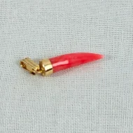 Vintage Coral Italian Horn Charm Cornicello Pendant - 3