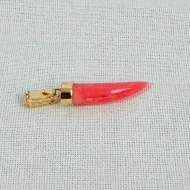 Vintage Coral Italian Horn Charm Cornicello Pendant - 4