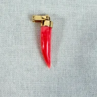 Vintage Coral Italian Horn Charm Cornicello Pendant - 5