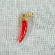 Vintage Coral Italian Horn Charm Cornicello Pendant - 6