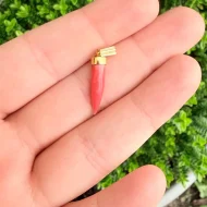 Vintage Coral Italian Horn Charm Cornicello Pendant - 2