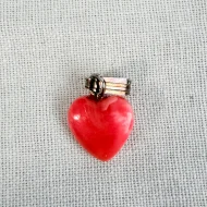 Vintage Coral Heart Charm Love Carved Pendant - 4