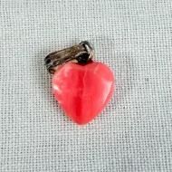 Vintage Coral Heart Charm Love Carved Pendant - 5
