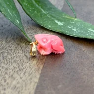 Vintage Coral Frog Charm Carved Pendant