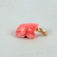 Vintage Coral Frog Charm Carved Pendant - 3
