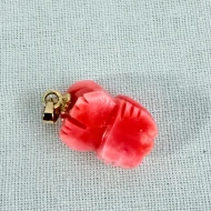 Vintage Coral Frog Charm Carved Pendant - 4